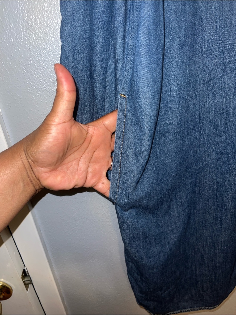 GAP Blue Denim Western Shirt Dress - Blue - Picture 10 of 15